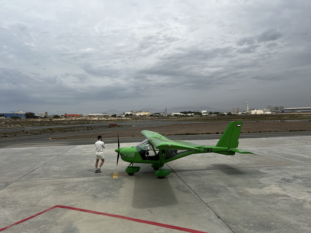 Salam Waddah performing pre flight inspection on A6RMS