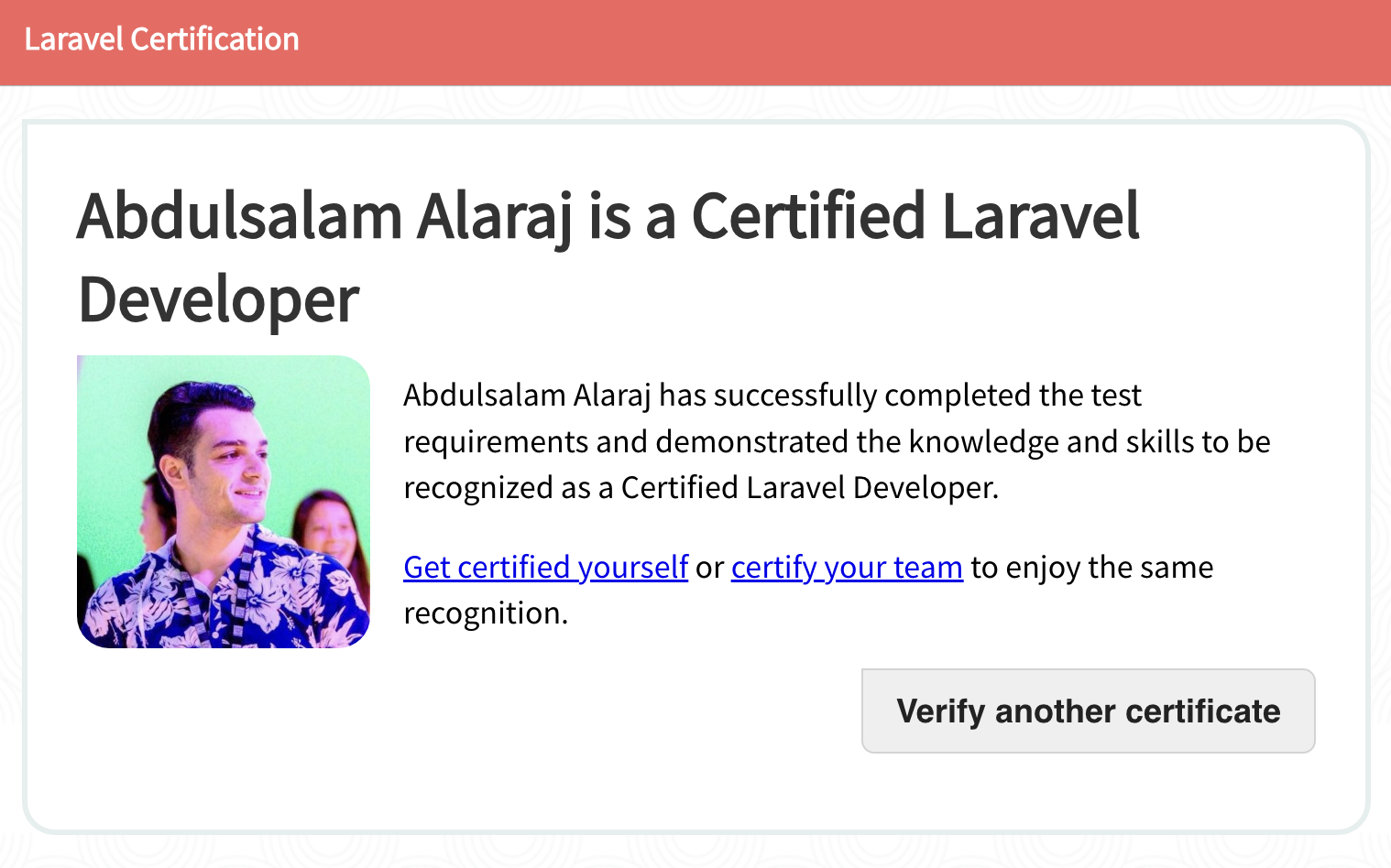abdulsalam alaraj laravel certified