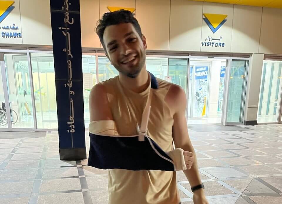 Dima Awwad took picture of Salam Waddah with elbow injury